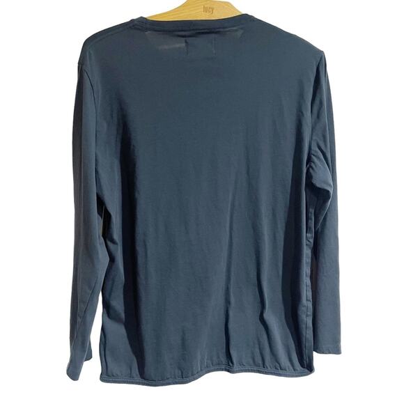 M. Singer Navy Blue Long Sleeve Crew Neck Tee white Stitching Large - Picture 2 of 4